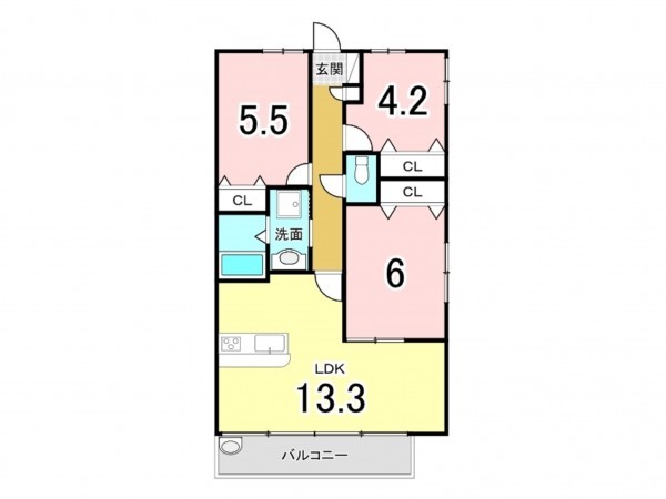 八尾市安中町、マンションの間取り画像です