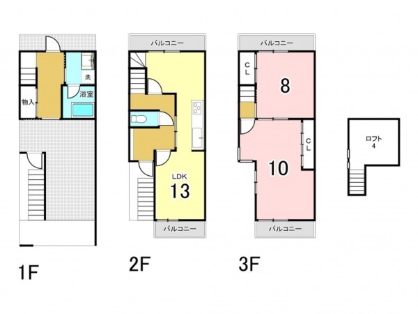 八尾市福万寺町南、中古一戸建ての間取り画像です