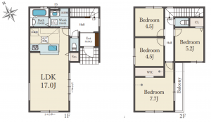八尾市南本町、新築一戸建ての間取り画像です