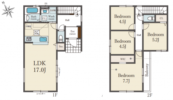 八尾市南本町、新築一戸建ての間取り画像です