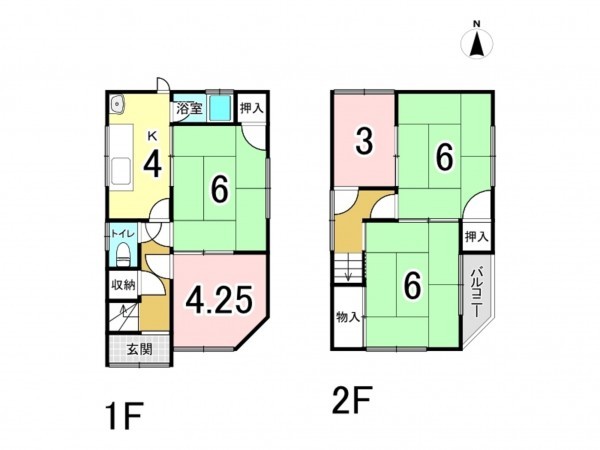 八尾市南植松町、中古一戸建ての間取り画像です