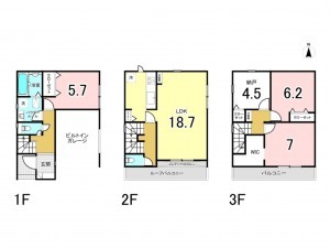 八尾市上尾町、新築一戸建ての間取り画像です
