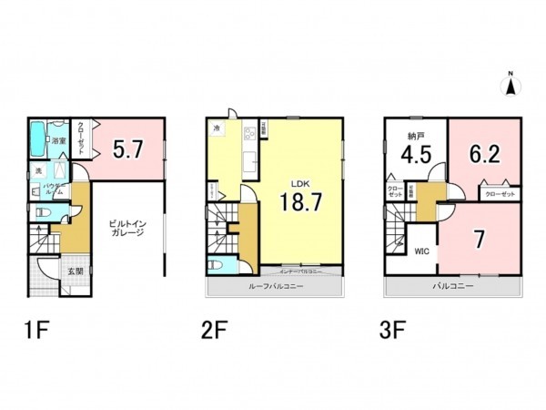 八尾市上尾町、新築一戸建ての間取り画像です