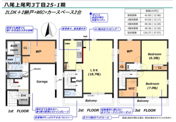 八尾市上尾町、新築一戸建ての間取り画像です