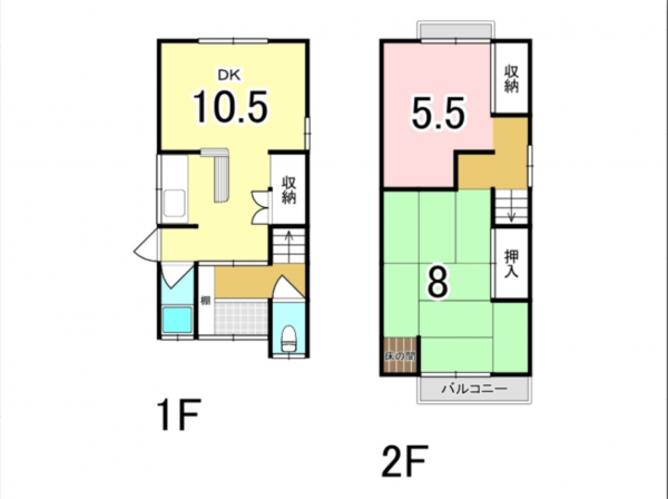 八尾市明美町、中古一戸建ての間取り画像です