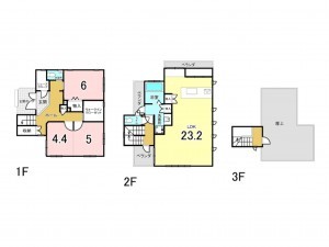 八尾市山本町北、中古一戸建ての間取り画像です
