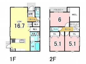八尾市曙川東、新築一戸建ての間取り画像です