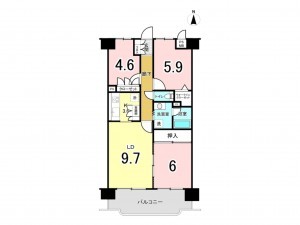 八尾市沼、マンションの間取り画像です