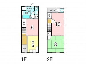 八尾市竹渕、中古一戸建ての間取り画像です