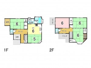 八尾市宮町、中古一戸建ての間取り画像です