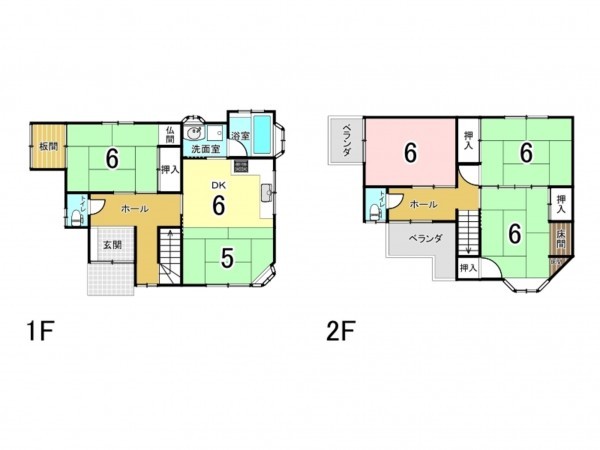 八尾市宮町、中古一戸建ての間取り画像です