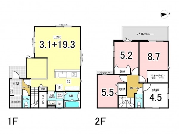 八尾市安中町、新築一戸建ての間取り画像です