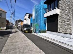 八尾市安中町、新築一戸建ての前面道路を含む現地写真画像です