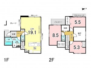 八尾市安中町、新築一戸建ての間取り画像です