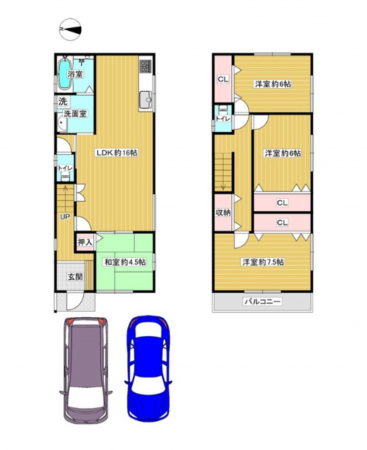 八尾市緑ヶ丘、土地の建築プラン例画像です
