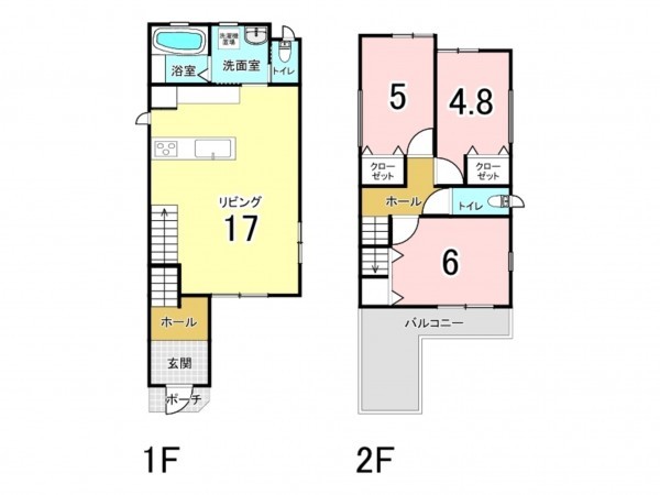 八尾市長池町、新築一戸建ての間取り画像です
