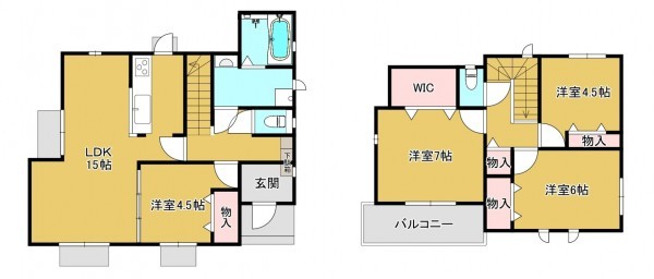 八尾市、新築一戸建ての間取り画像です