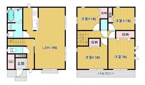 八尾市、新築一戸建ての間取り画像です