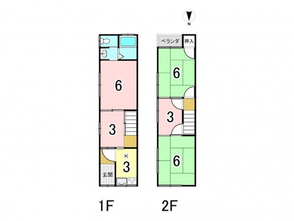八尾市福万寺町、中古一戸建ての間取り画像です