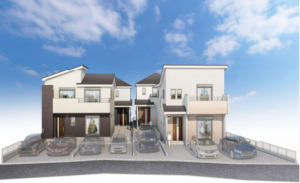 八尾市、新築一戸建ての完成予想図（外観）画像です