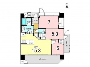 八尾市、マンションの間取り画像です