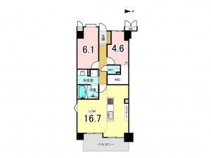 八尾市永畑町、マンションの間取り画像です