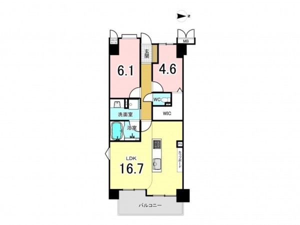 八尾市永畑町、マンションの間取り画像です