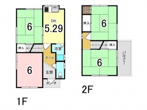 八尾市東山本町、中古一戸建ての間取り画像です