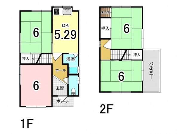 八尾市東山本町、中古一戸建ての間取り画像です