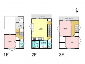 八尾市荘内町、新築一戸建ての間取り画像です