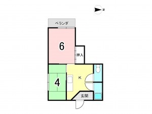 八尾市跡部北の町、マンションの間取り画像です