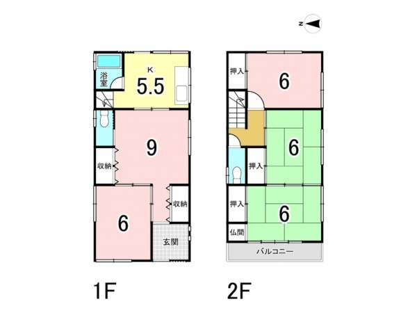 八尾市上之島町北、中古一戸建ての間取り画像です