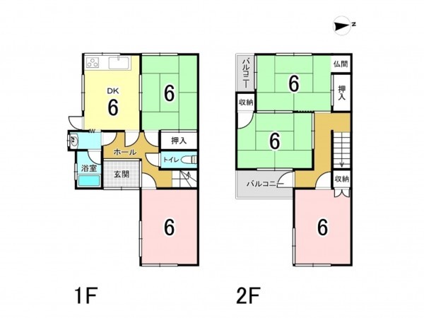 八尾市大竹、中古一戸建ての間取り画像です