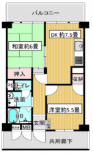 八尾市天王寺屋、マンションの間取り画像です