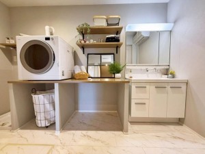 八尾市都塚、新築一戸建ての洗面画像です