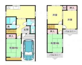 八尾市八尾木東、中古一戸建ての間取り画像です