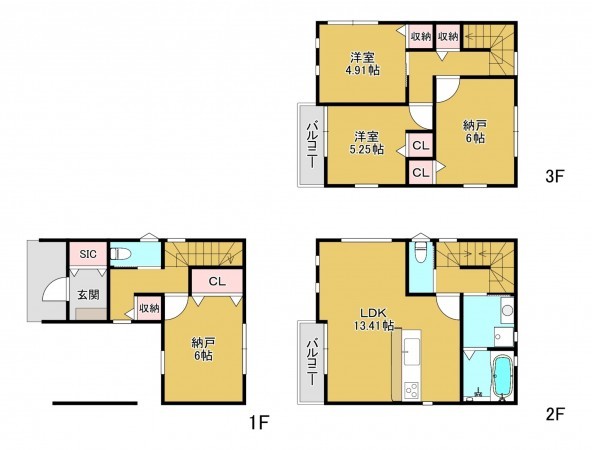 八尾市福万寺町、新築一戸建ての間取り画像です