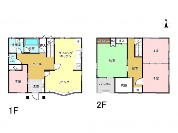 八尾市恩智北町、中古一戸建ての間取り画像です