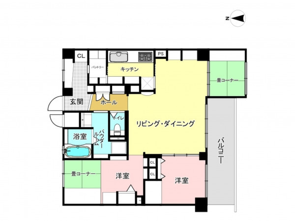 八尾市柏村町、マンションの間取り画像です
