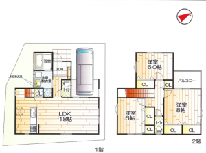 八尾市安中町、新築一戸建ての間取り画像です