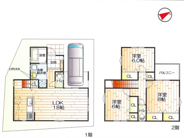 八尾市安中町、新築一戸建ての間取り画像です