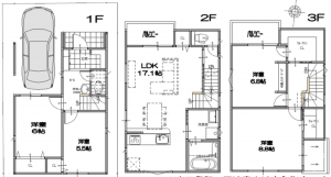 八尾市山本町北、新築一戸建ての間取り画像です