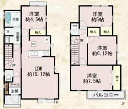 八尾市、新築一戸建ての間取り画像です