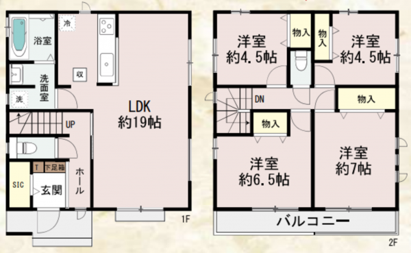 八尾市、新築一戸建ての間取り画像です