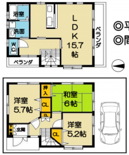 八尾市小畑町、中古一戸建ての間取り画像です