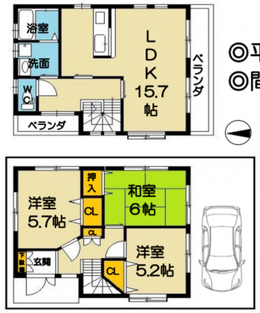 八尾市小畑町、中古一戸建ての間取り画像です