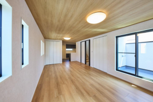 八尾市萱振町、新築一戸建ての居間画像です