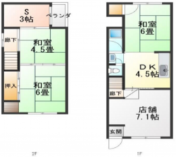 八尾市美園町、中古一戸建ての間取り画像です
