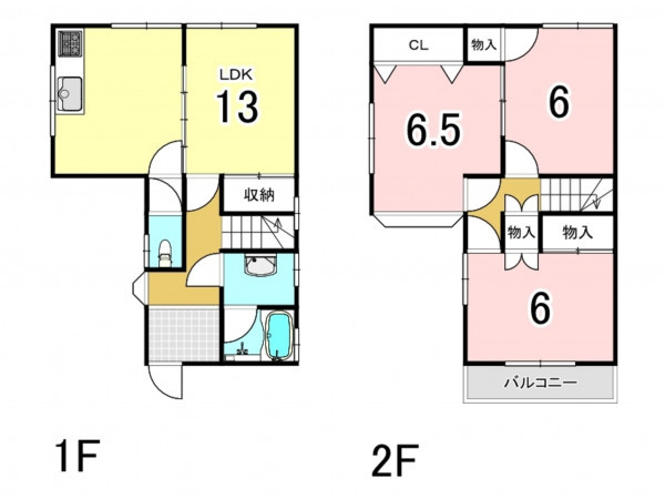 八尾市刑部、中古一戸建ての間取り画像です