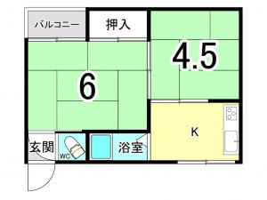 八尾市渋川町、マンションの間取り画像です